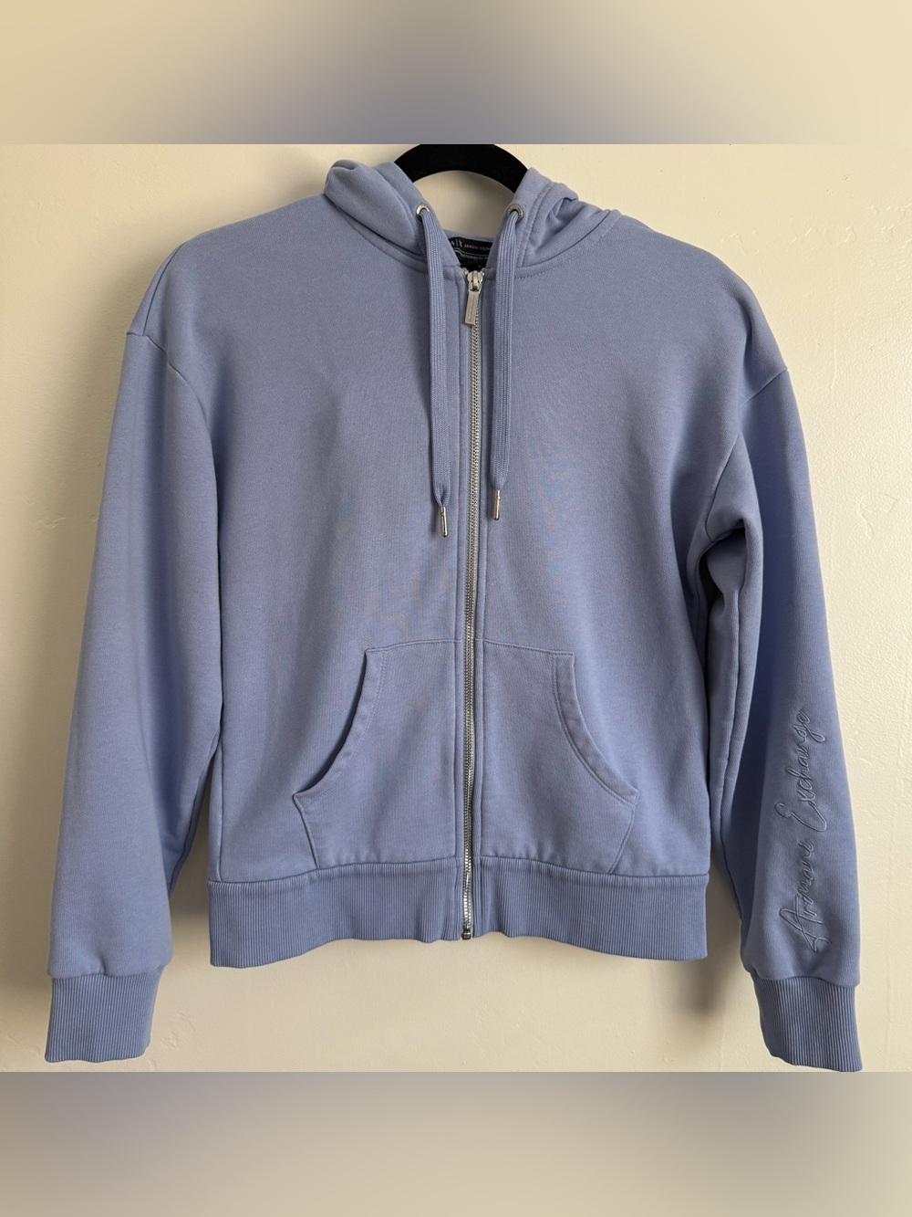 Armani Exchange Women’s Embroidered Sleeve Logo Full Zip hooded Jacket Size XS